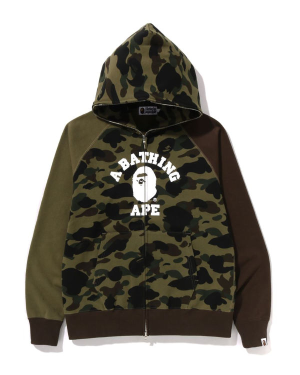 Bape 1st Camo Crazy College Full Zip Mikiny S Kapucňou Panske Zelene | SK-9682