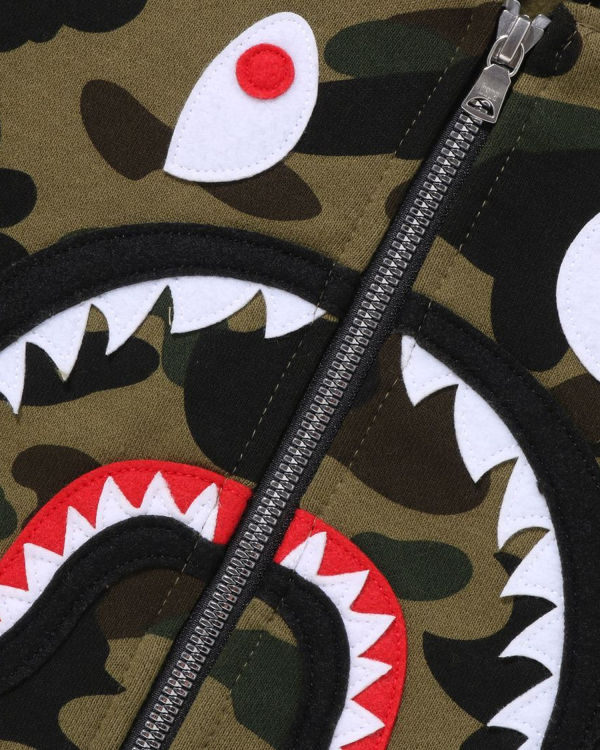 Bape 1st Camo Shark Patch Zip Mikiny S Kapucňou Detske Zelene | SK-2158