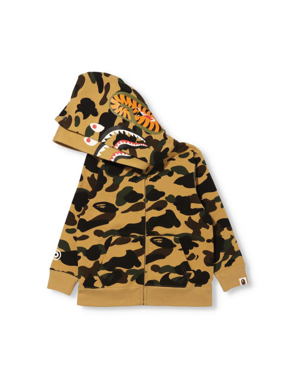 Bape 1st Camo Shark Zip Double Hood Mikiny S Kapucňou Detske Hnedožltý | SK-4897