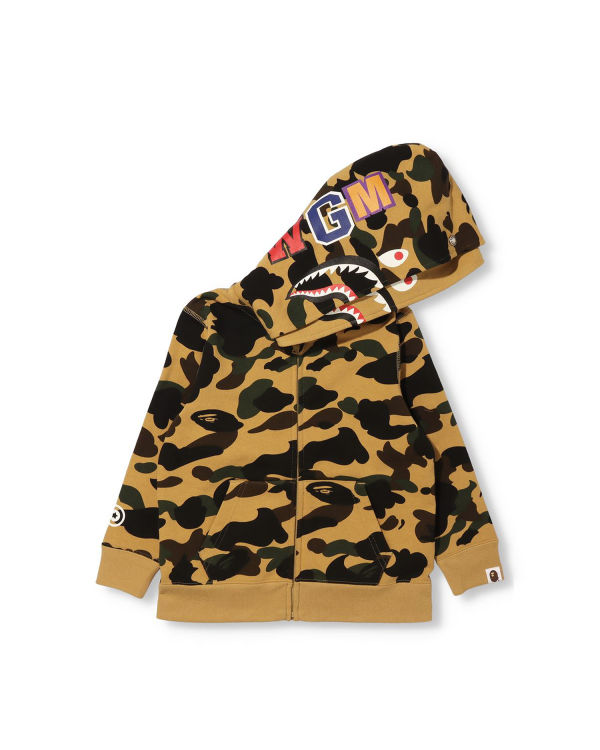 Bape 1st Camo Shark Zip Double Hood Mikiny S Kapucňou Detske Hnedožltý | SK-4897