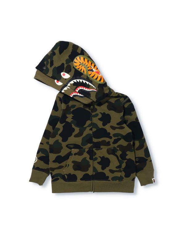 Bape 1st Camo Shark Zip Double Hood Mikiny S Kapucňou Detske Zelene | SK-4962