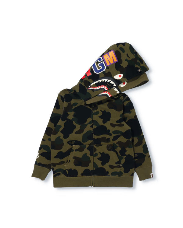 Bape 1st Camo Shark Zip Double Hood Mikiny S Kapucňou Detske Zelene | SK-4962