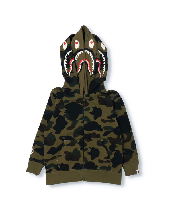 Bape 1st Camo Shark Zip Double Hood Mikiny S Kapucňou Detske Zelene | SK-4962