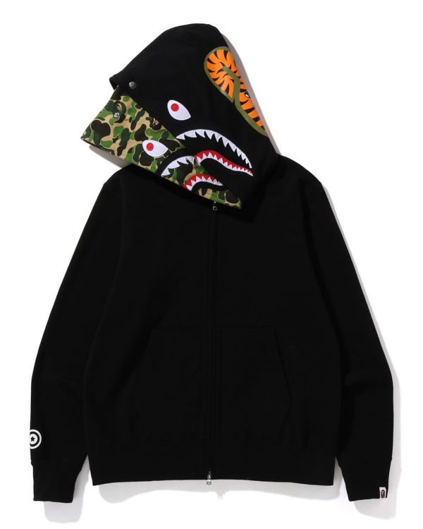Bape ABC Camo Shark Siroke Topanky Fit Full Zip Mikiny S Kapucňou Panske Čierne | SK-1698