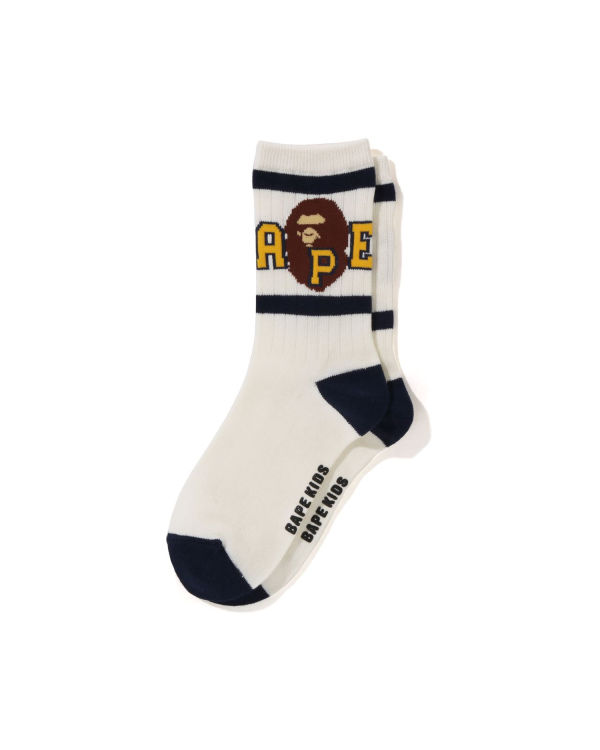 Bape Ape Head Line Rib Ponozky Detske Biele | SK-9576