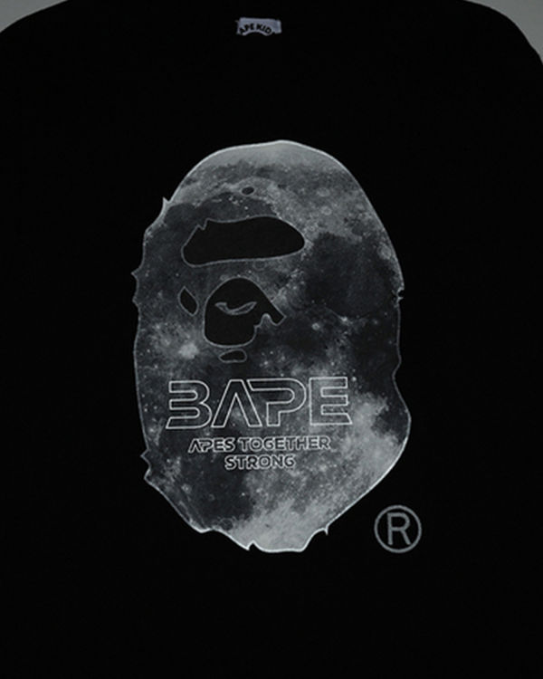 Bape Ape Head Moon Crewneck Mikiny Detske Čierne | SK-2709