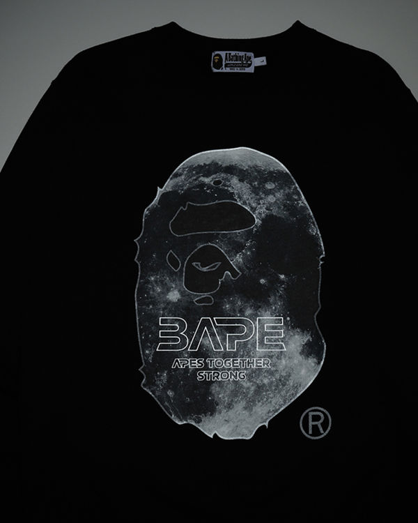 Bape Ape Head Moon Crewneck Mikiny Panske Čierne | SK-9347