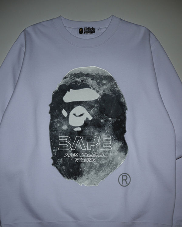 Bape Ape Head Moon Crewneck Mikiny Panske Biele | SK-9478