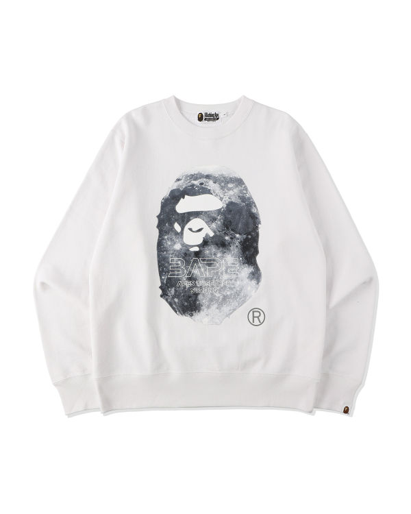Bape Ape Head Moon Crewneck Mikiny Panske Biele | SK-9478