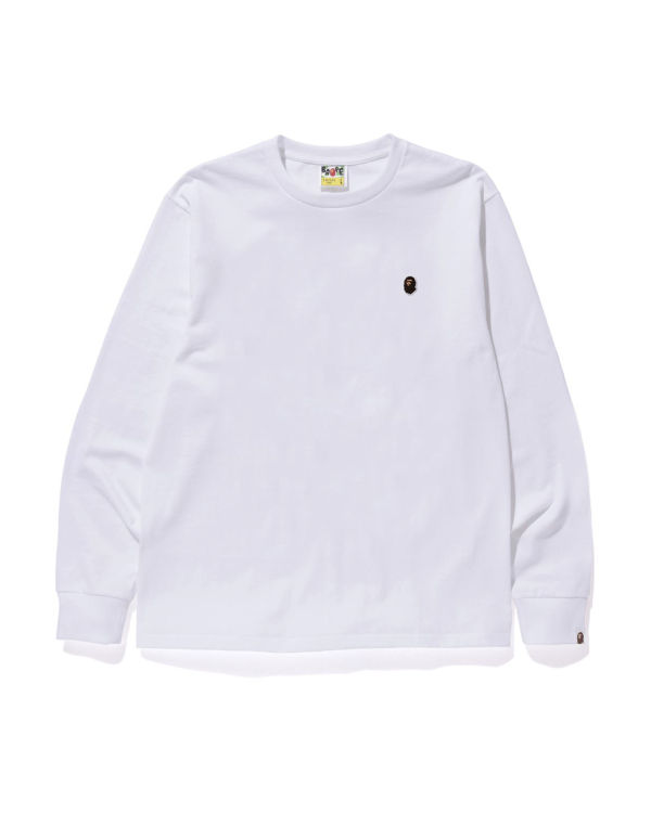 Bape Ape Head One Point L/S Tricko Panske Biele | SK-4137