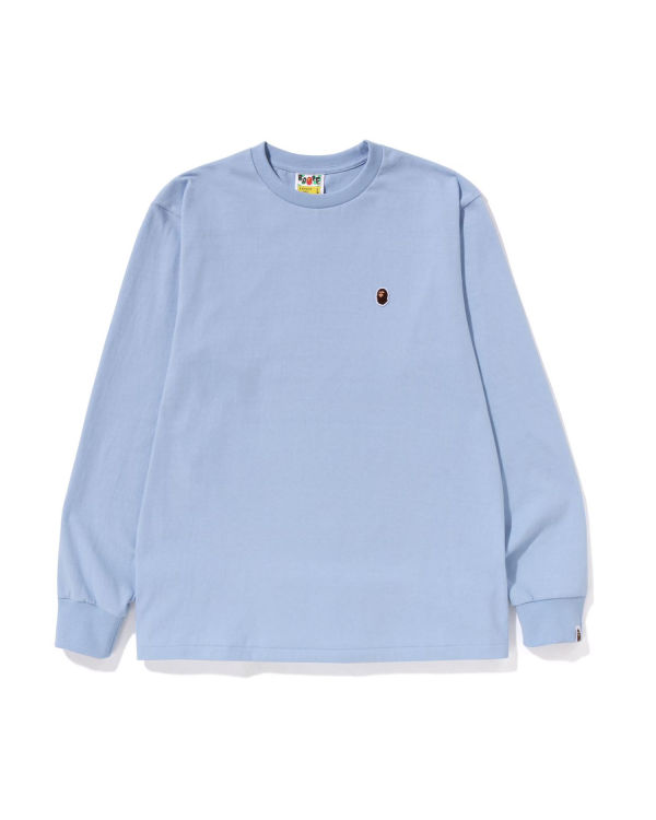 Bape Ape Head One Point L/S Tricko Panske Svetlo Modre | SK-8563