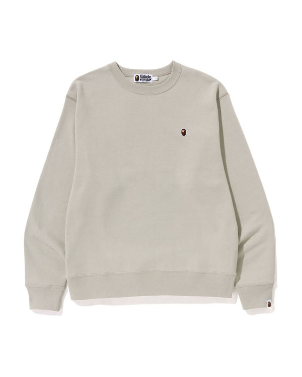 Bape Ape Head One Point Relaxed Fit Crewneck Mikiny Panske Béžové | SK-8259