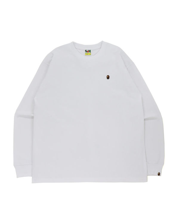 Bape Ape Head One Point Relaxed Fit L/S Tricko Panske Biele | SK-4675