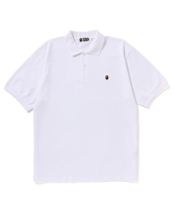 Bape Ape Head One Point Relaxed Fit Polo Tricko Panske Biele | SK-0297