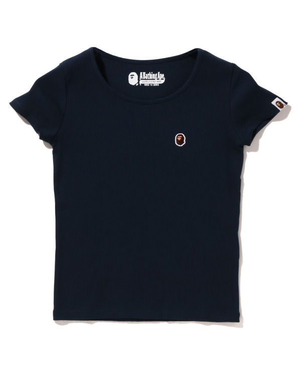 Bape Ape Head One Point Rib Tricko Damske Námornícka Modrá Modre | SK-6051