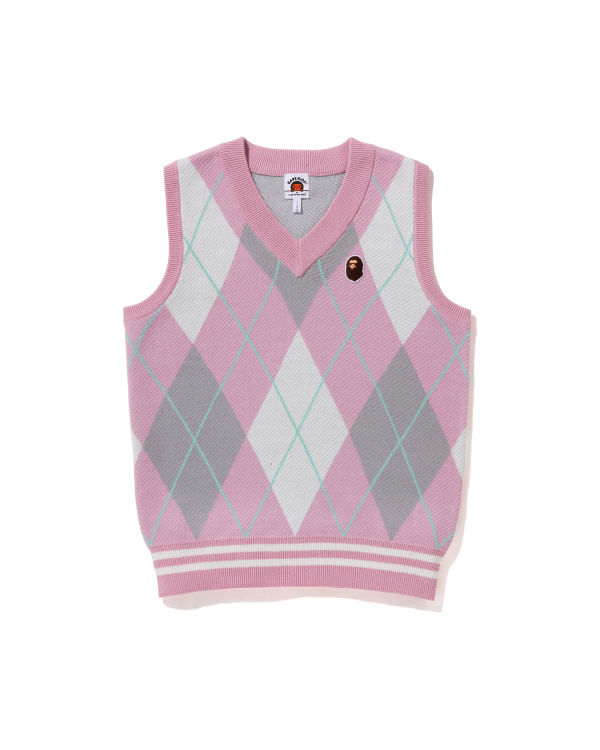 Bape Ape Head Patch Argyle JR Vesty Detske Ruzove | SK-0854