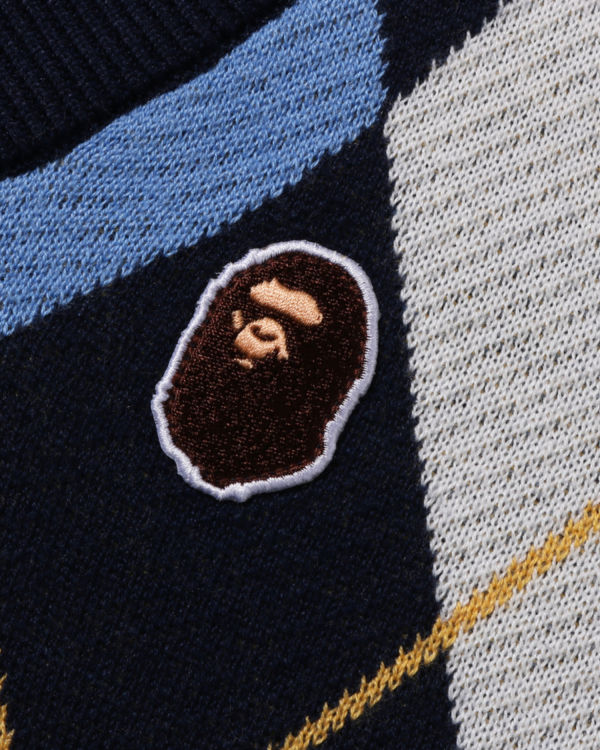 Bape Ape Head Patch Argyle JR Vesty Detske Modre | SK-6138