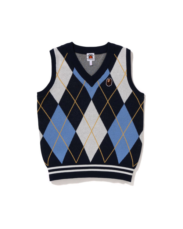 Bape Ape Head Patch Argyle JR Vesty Detske Modre | SK-6138