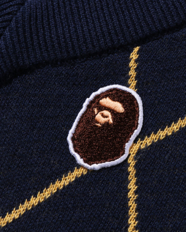Bape Ape Head Patch Argyle Vesty Detske Modre | SK-9160
