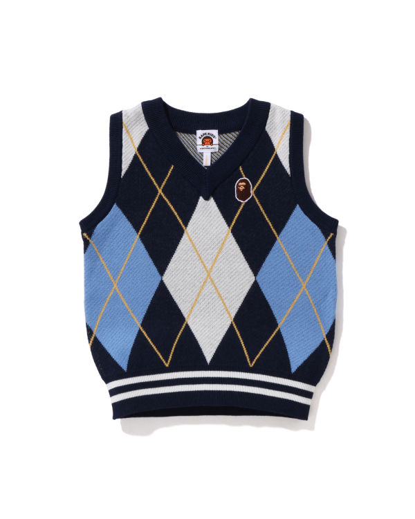 Bape Ape Head Patch Argyle Vesty Detske Modre | SK-9160