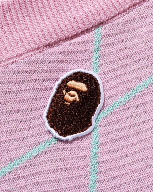 Bape Ape Head Patch Argyle Vesty Detske Ruzove | SK-9653