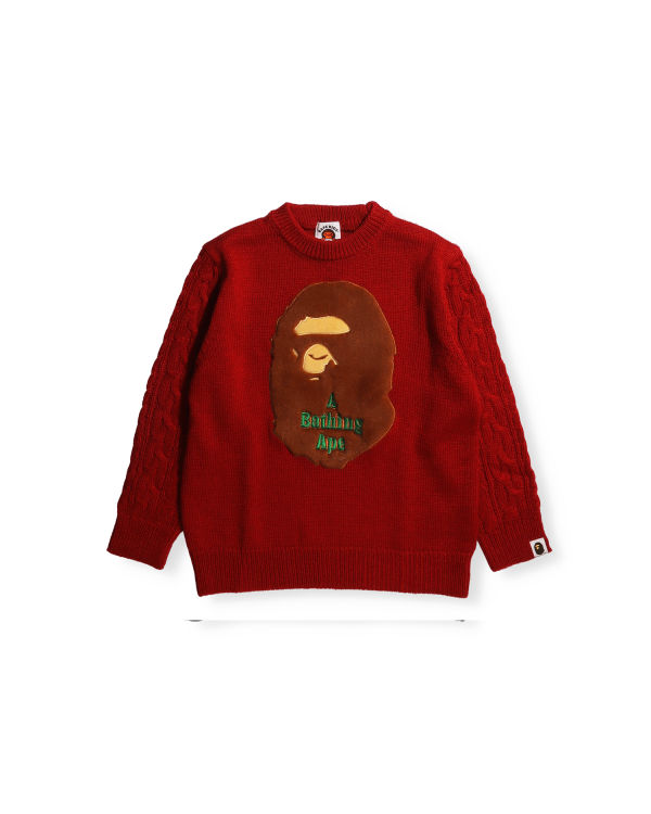 Bape Ape Head Patch Pleteniny Detske Svetlo Červené | SK-5319