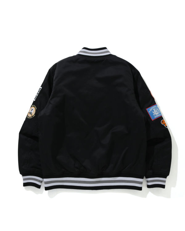 Bape Archive Patch Puffer Nylon Varsity Bundy Panske Čierne | SK-8960