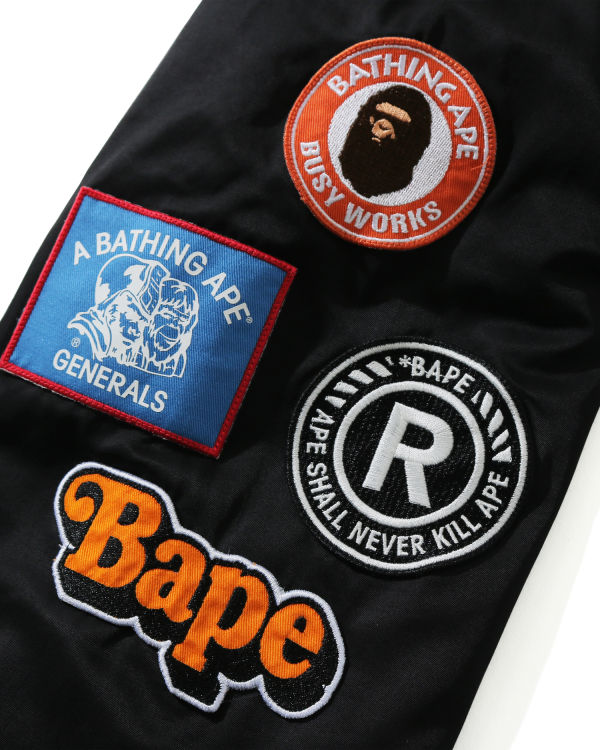 Bape Archive Patch Puffer Nylon Varsity Bundy Panske Čierne | SK-8960