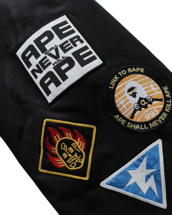Bape Archive Patch Puffer Nylon Varsity Bundy Panske Čierne | SK-8960
