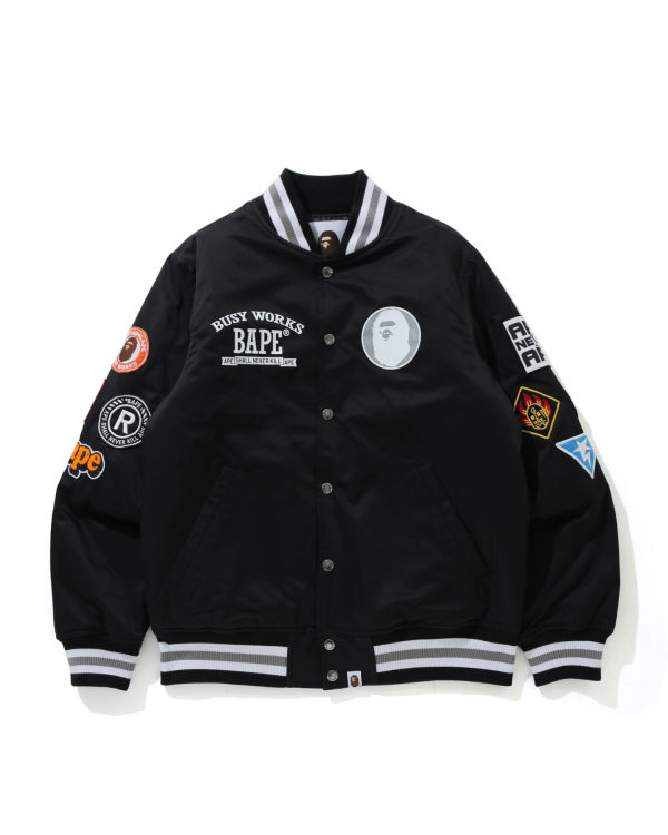 Bape Archive Patch Puffer Nylon Varsity Bundy Panske Čierne | SK-8960