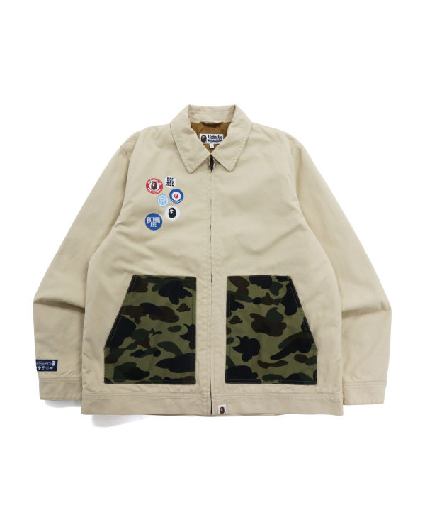 Bape Badge Motif Zip Blouson Bundy Panske Béžové | SK-1780