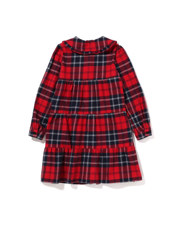 Bape Check Big Collar Onepiece Saty Detske Svetlo Červené | SK-1456