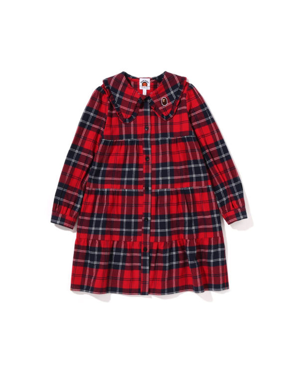 Bape Check Big Collar Onepiece Saty Detske Svetlo Červené | SK-1456