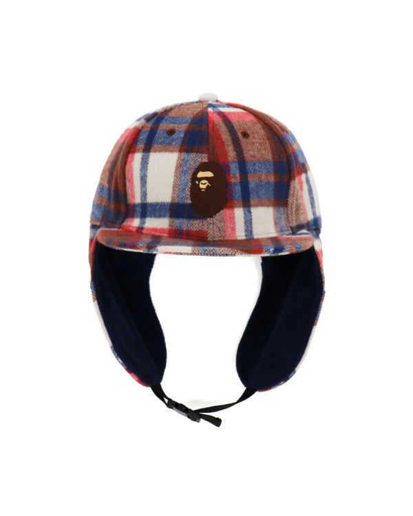 Bape Check Earmuffs Caps Panske Svetlo Červené | SK-1094