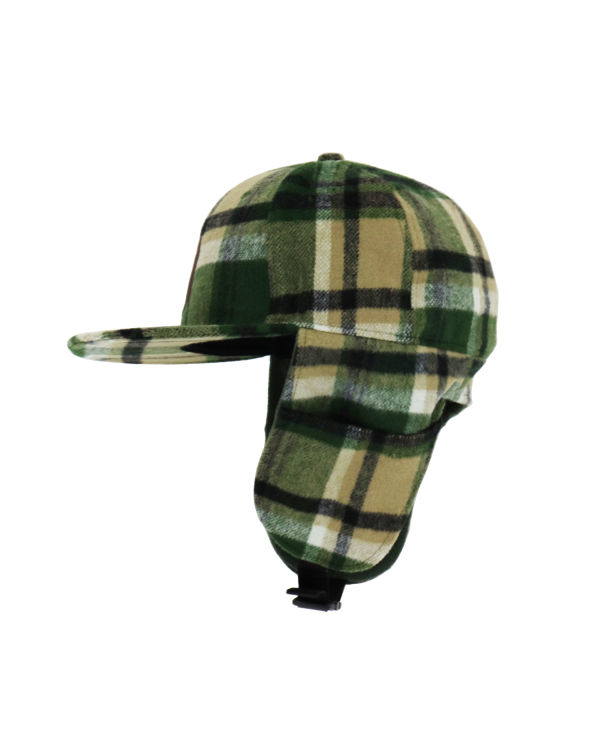 Bape Check Earmuffs Caps Panske Zelene | SK-9206