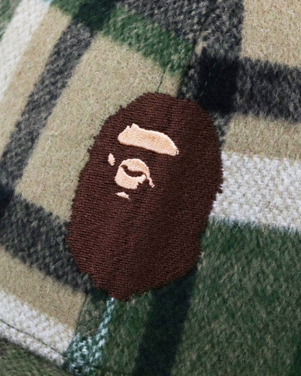 Bape Check Earmuffs Caps Panske Zelene | SK-9206