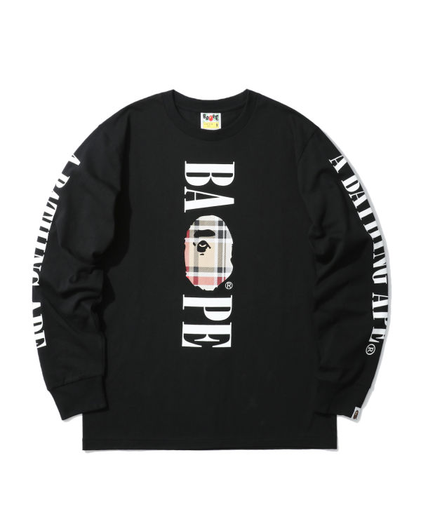 Bape Check Head long sleeve Tricko Panske Béžové | SK-6549
