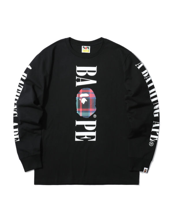 Bape Check Head long sleeve Tricko Panske Námornícka Modrá Modre | SK-6850