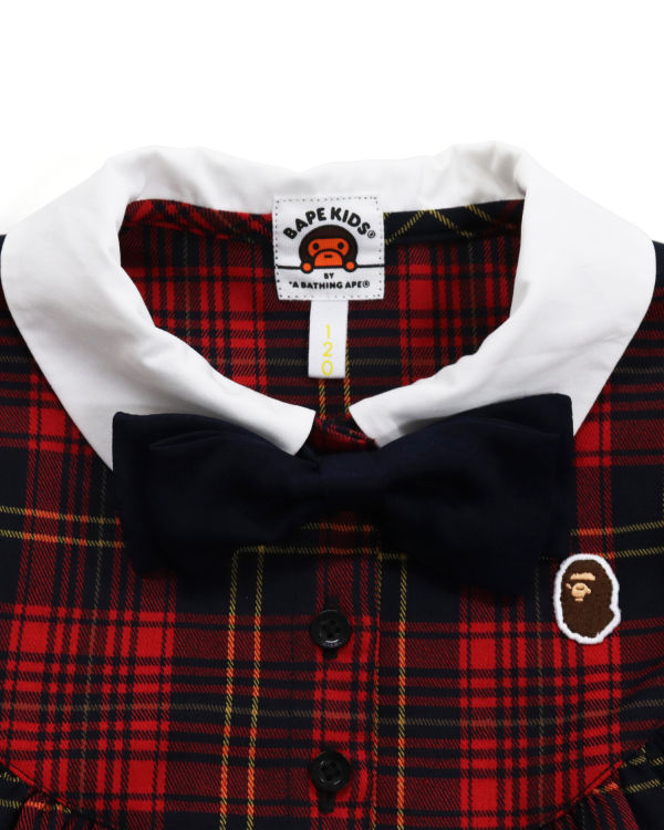 Bape Check Ribbon Onepiece Saty Detske Svetlo Červené | SK-4039