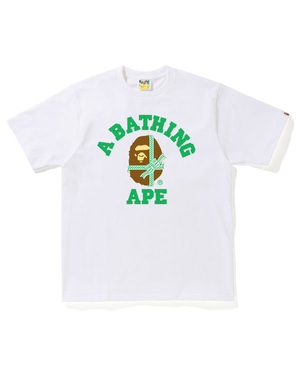 Bape Christmas College Tricko Panske Biele | SK-3709