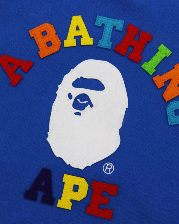 Bape College Applique Quilting Mikiny Detske Modre | SK-3790