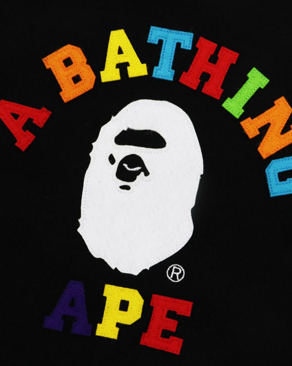 Bape College Applique Quilting Mikiny Detske Čierne | SK-7064
