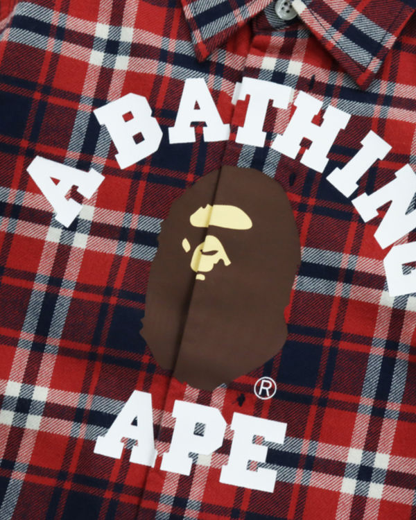 Bape College Flannel Check Kosele Detske Svetlo Červené | SK-8743