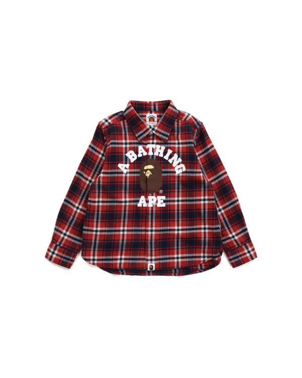 Bape College Flannel Check Kosele Detske Svetlo Červené | SK-8743