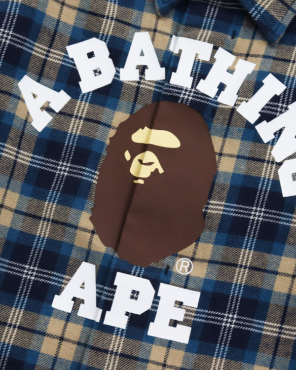 Bape College Flannel Check Kosele Detske Tmavo Modre | SK-9346