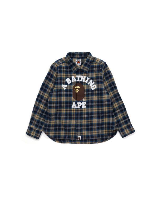 Bape College Flannel Check Kosele Detske Tmavo Modre | SK-9346