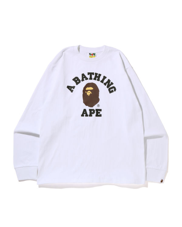 Bape College L/S Tricko Panske Biele | SK-1830