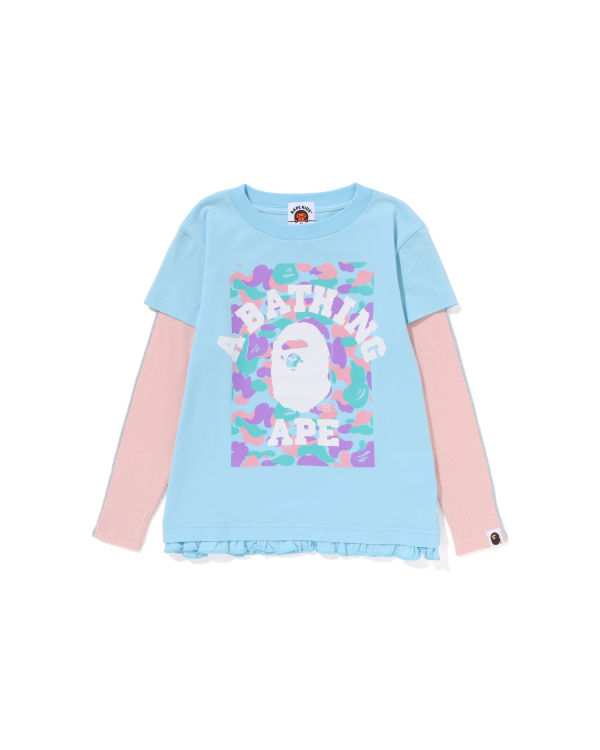 Bape College Layered Frill L/S Tricko Detske Svetlo Modre | SK-4395