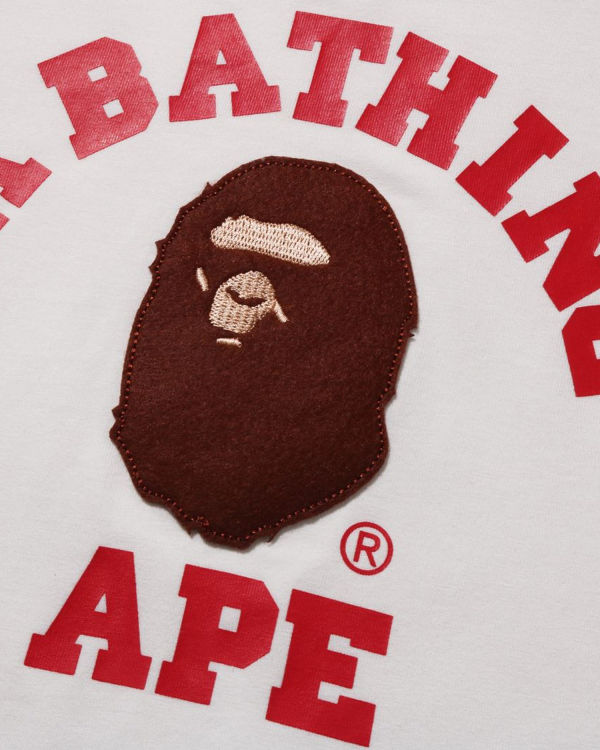 Bape College Raglan Tricko Detske Biele | SK-5264