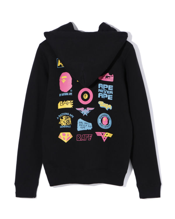 Bape Colours multi logo zip Mikiny S Kapucňou Damske Čierne | SK-8209